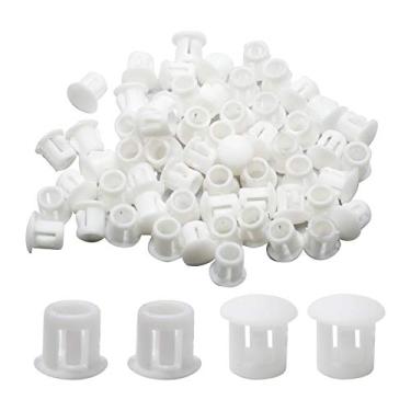 Imagem de Suiwotin 60 peças 6 mm (1/4") plugues de furo branco tipo plugue de orifício de encaixe tipo descarga de plástico tubo de bloqueio de encaixe, tampas de extremidade de inserção de tubo de esgrima para móveis (branco)