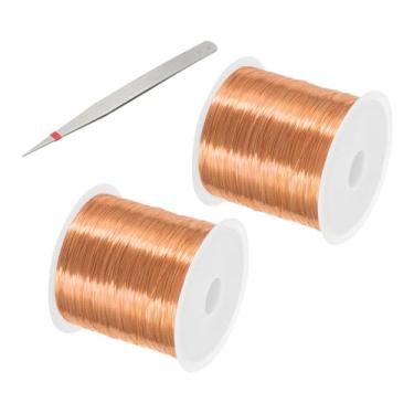 Imagem de PATIKIL 26 medidores/0,4 mm, fio de artesanato de joias, 2 peças de fio de contas de cobre com alicate para fabricação de joias, brincos, pulseiras, acessórios, esculturas, cobre vermelho