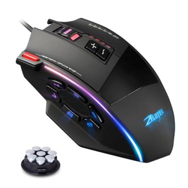 Imagem de Mouse para jogos com fio RGB, mouse de computador ergonômico MMO, laser de alta precisão de 10.000 DPI, 13 botões programáveis macro, ajuste de peso de 8 x 3 g para PC, laptop, MOBA FPS, PMW-3325