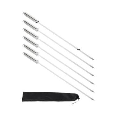 Imagem de Conjunto De Espetos De Churrasco De Aço Inoxidável De 40cm 6 Peças Fer
