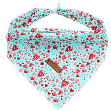 Imagem de Elegant little tail Bandana de Dia dos Namorados, Bandanas de Coração para Cachorros, 1 PÇ Cachecol Macio Lavável Feminino ou Masculino Babador de Cachorro Lenço Ajustável Bandana para Cães Médios e