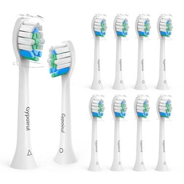 Imagem de Gypoirul Cabeças de substituição de escova de dentes compatíveis com Philips Sonicare, pacote com 10, cabeça de escova elétrica para C3 C2 C1 4100 5100 6100 HX9023 G2 W Controle ideal de placa