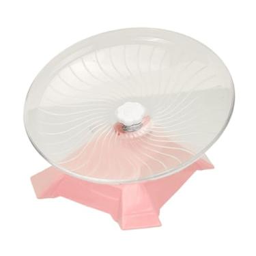 Imagem de Fenteer Roda de corrida para hamster, acessório de gaiola antiderrapante redonda com suporte de rolo, brinquedo silencioso para gerbilos, ratos e pequenos, Rosa