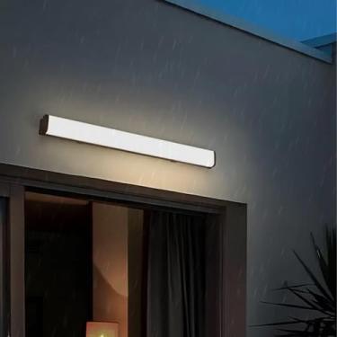 Imagem de Candeeiro de parede exterior LED IP65 impermeável longo jardim arandela acrílico alumínio lâmpada de parede exterior interior exterior para jardim villa varanda terraços porta da frente preto (luz