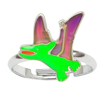 Imagem de FUN JEWELS Anel de humor infantil Pterodactylus com mudança de cor de dinossauro, presente para meninos e meninas, tamanho ajustável, Zinco, Sem pedra preciosa