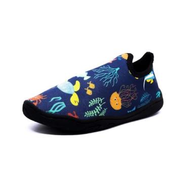 Imagem de Tenis Sapatilha Infantil Aquatica Neoprene Estampa Fundo do Mar Leve Macia Calce Facil Sola Borracha Tamanho:33;Cor:Azul;Gênero:Menino;Departamento BS:Esporte