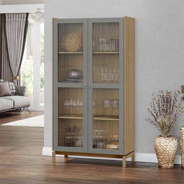 Imagem de Cristaleira 1,90 2 Portas Barcelona Madeira Maciça 2158VZ Oak Ferrolack Finestra