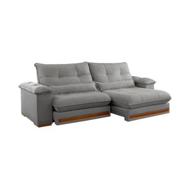Imagem de Sofá 3 Lugares Retrátil e Reclinável Qatar Linho Cinza 220 cm - Modern