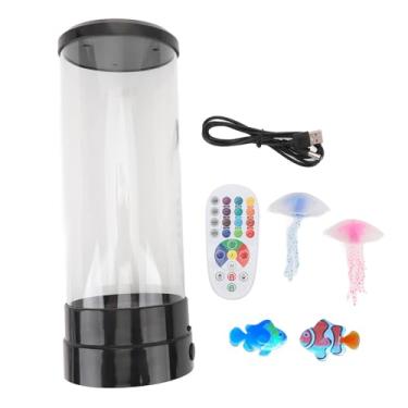 Imagem de Lâmpada Lâmpada Lâmpada Night Cores Luz Alteração do Aquário LED Controle remoto USB Bateria de bateria Ocean Tema Humor Lamp for Kids Adultos Bedroom Sala Decoração ABS PLÁSTICA