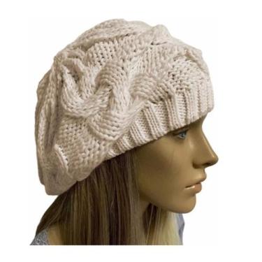 Imagem de Boina Trança Touca Feminina De Lã Várias Cores PIETRIX, Creme