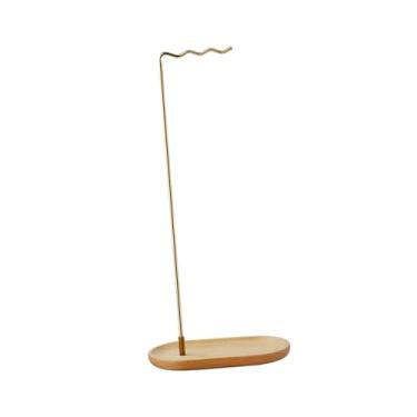 Imagem de Gralara Suporte para colar com sinos de vento, suporte para presentes com base organizadora para canetas, cabide para sinos de vento, Ouro