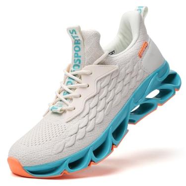 Imagem de SKDOIUL Tênis de corrida esportivo masculino de malha respirável para corredores de trilha, Bege 01, 39