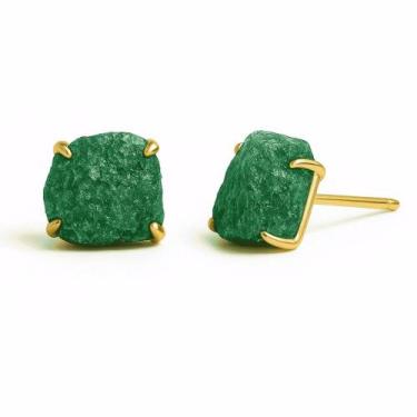 Imagem de Brinco Tarraxa Fuchsita - Cristal Natural, Banho Ouro 18k