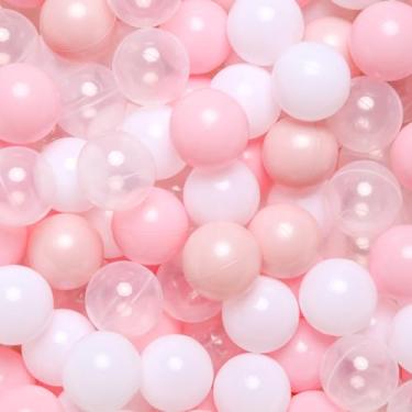 Imagem de TRENDPLAY Bolas de plástico para poços de bolas – Pacote com 50 bolas ocas – brincadeira segura e emocionante – Perfeita para piscinas de bebês, decoração de festa de aniversário (rosa)