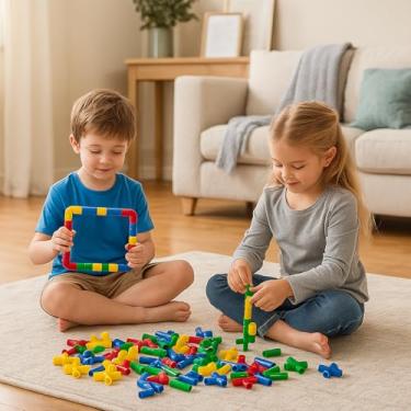 Imagem de Brinquedo de Montar Infantil com Tubos Coloridos – Conjunto de Canos Encaixar Criativos, Educativo e Divertido