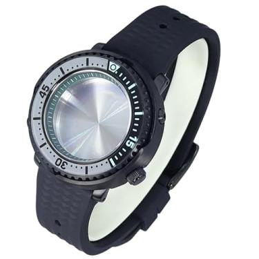 Imagem de FEIYASHI Caixa de relógio de vidro de cristal de safira preta, 100 m, à prova d'água, aço inoxidável para NH34 NH35, movimento atum, tartaruga, relógio enlatado, 15 NH35 movimento + anel capítulo