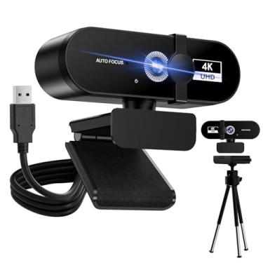 Imagem de Webcam Full HD 4K para Notebook com Microfone — Plug & Play USB, Ângulo Ajustável 360°, Tripé Incluso + Proteção de Privacidade — Ideal para Home Office, Streaming e Videochamadas (4k)