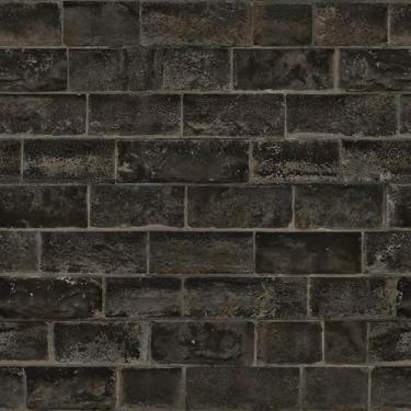 Imagem de Papel De Parede Adesivo Efeito Pedra Natural Tijolos Preto 10m