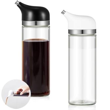 Imagem de Yiyiring Dispensador de molho de soja de vidro, pequeno dispensador de azeite de oliva e vinagre, garrafa de molho de soja, recipiente de garrafa de galheteiro sem gotejamento para cozinha de tempero
