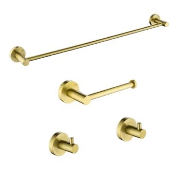 Imagem de Acessórios para banheiro em ouro escovado, toalheiro, escova de banheiro, suporte para rolo de papel, barra de toalha, gancho para sabonete, ferragens para banheiro, prateleira de parede (conjunt