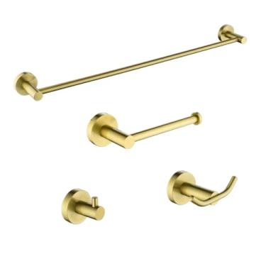 Imagem de Acessórios para banheiro em ouro escovado, toalheiro, escova de banheiro, suporte para rolo de papel, barra de toalha, gancho para sabonete, ferragens para banheiro, prateleira de parede (conjunt