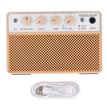 Imagem de Amplificador de graves de guitarra elétrica portátil de 10w amplificador de prática recarregável com canais de acionamento limpo BT AUX fone de fone de ouvido para músicos