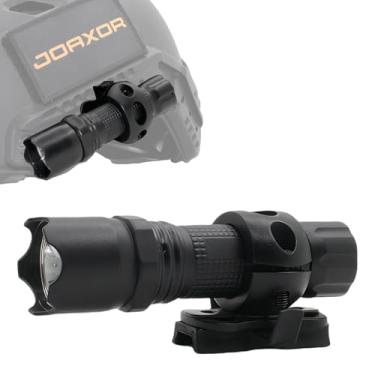 Imagem de JOAXOR Mini lanterna tática recarregável com zoom e lâmpada estroboscópica/forte/baixa, inclui trilho de clipe de capacete rápido de 100 lúmens para ciclismo ao ar livre e caminhadas (recarregável)