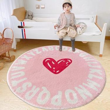Imagem de Poowe Tapete redondo para sala de jogos infantil - Tapete de berçário com alfabeto macio para quarto - coleção de brincadeiras, aprendizado e tapete de jogos para sala de aula, melhor presente de