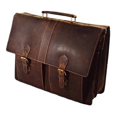 Imagem de Bolsa mensageiro de couro para homens, bolsa de laptop de 40 cm, bolsa tiracolo masculina, bolsa de couro vintage feita à mão, bolsa de ombro masculina, pasta de negócios de flor integral para