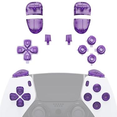 Imagem de eXtremeRate Conjunto Completo De Botões Substituição Compatível Com O Controle Ps5 Edge, Direcionais Roxos Atômicos Transparentes, Opções Compartilhamento, Tela Inicial, R1, L1, R2, L2, Gatilhos Do
