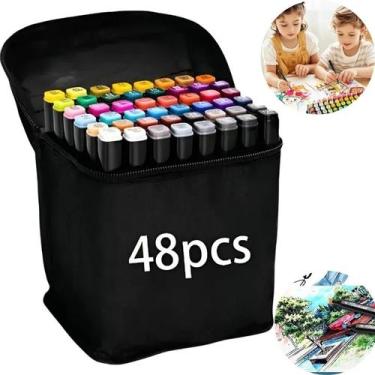 Imagem de Canetas Coloridas Kit 48 Canetinhas Bobbie Goods Conjunto Marcadoras d