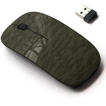 Imagem de Mouse sem fio de 2,4 G com design de padrão fofo para todos os laptops e desktops com nano receptor - verde oliva moderno amplo