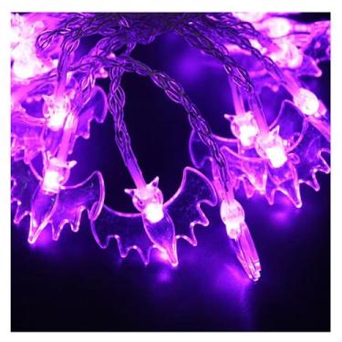 Imagem de 2 peças de luzes LED de morcego para Dia das Bruxas - 3 metros, 20 luzes de corda de Halloween, alimentadas por bateria, 2 modos de iluminação LED para quintal, casa, decorações de Natal, luzes LED