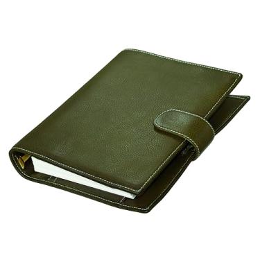 Imagem de Burxxong A5 Organizador Minerva Box Caderno de couro legítimo, anéis de estalogia, planejador, tamanho de bolso, caderno com fichário de 25 mm mini agenda diário (verde-oliva)