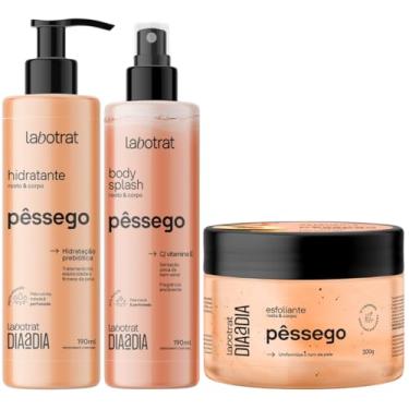 Imagem de Kit Body Splash + Esfoliante + Hidratante Corpo E Rosto Labotrat Cheiro De Fruta Pêssego 300g