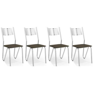Imagem de Kit 4 Cadeiras de Cozinha Nápoles 2C045 4 Un Cromado/Marrom 21 - Kappesberg