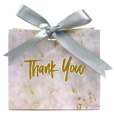 Imagem de 20 peças de mini sacos de presente de agradecimento, sacos de lembrancinha de mármore com fita para casamento, chá de bebê, festa de aniversário, presentes 11,4 x 4,6 x 9,9 cm (branco elegante)