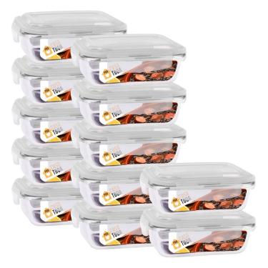 Imagem de Jogo Com 12 Potes Vidro Tampa Silicone Hermetica 370ml Marmitas