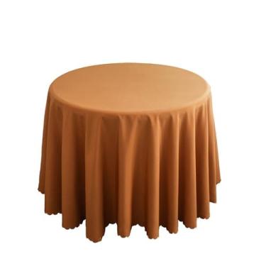 Imagem de Toalha de mesa redonda para decoração de casamento, poliéster, cor lisa, eventos de hotel, sala de reunião, jantar, festa de aniversário, feriados, marrom café, 260 cm redondo