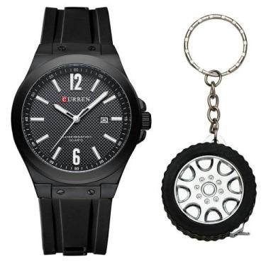 Imagem de Kit Relógio Curren Esportivo Casual Masculino E Chaveiro Trena Roda