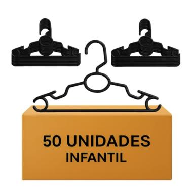 Imagem de Cabide Infantil Reforçado com Ganchos Inteligentes – Kit com 50 Unidades – Plástico Resistente para Blusas, Vestidos e Calças