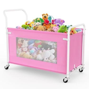 Imagem de KEEGH Caixa de brinquedos extra grande para crianças com rodas giratórias de 360°, baú de brinquedo resistente para meninos e meninas, organizador de armazenamento de brinquedos para crianças, caixas