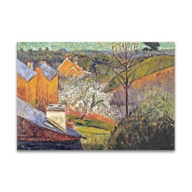 Imagem de RYLJCZ Reprodução de pinturas a óleo Paul Sérusier - Pommiers en fleurs - Impressão de arte de paisagem vintage - Arte de parede em tela para decorações de casa e escritório 70 x 105 cm (27,6 x 41,4