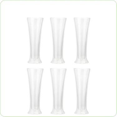 Imagem de Jogo Copos de Vidro Parede Dupla Térmico Cerveja Chopp Gelado (6, 300ml)