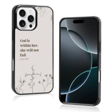 Imagem de Axulimin [God is Within Her She Will Not Fail Psalm] Bíblia cristã feminina preta capa de telefone para iPhone 16 Pro Max (6,9 polegadas)