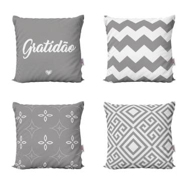 Imagem de Almofadas Geometricas Cinza Gratidão Para Quarto 40X40