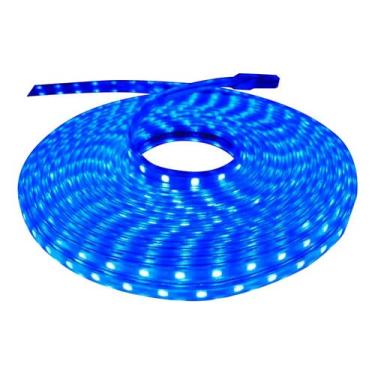 Imagem de Mangueira Led Chata 5050 6m Azul Ip65 110v Liga Tomada