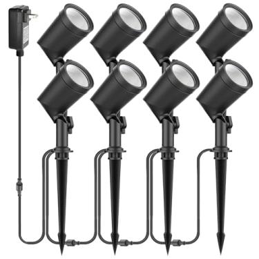 Imagem de ZYAN Projetores de paisagem IP65 à prova d'água ao ar livre, fonte alimentada para jardim jardim luzes para plantas externas, iluminação de paisagem para caminho, pátio, passarela - pacote com 8