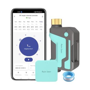 Imagem de RAIN SEER Temporizador de água remoto RF, temporizador de torneira de mangueira inteligente de entrada de latão aprimorado, controlador de sistema de irrigação automático para irrigação de jardim
