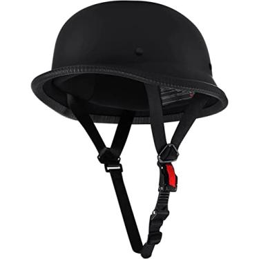 Imagem de Capacetes Half Skull Cap Capacete de motocicleta – Capacete de motocicleta estilo alemão aprovado pelo DOT para bicicleta Chopper Cruiser (2GG, preto fosco)